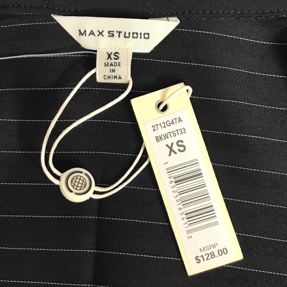 MAX STUDIO Pinstripe belted Twill Drape Vest Dress NWT Black & Grey XS Runs big - Picture 8 of 15